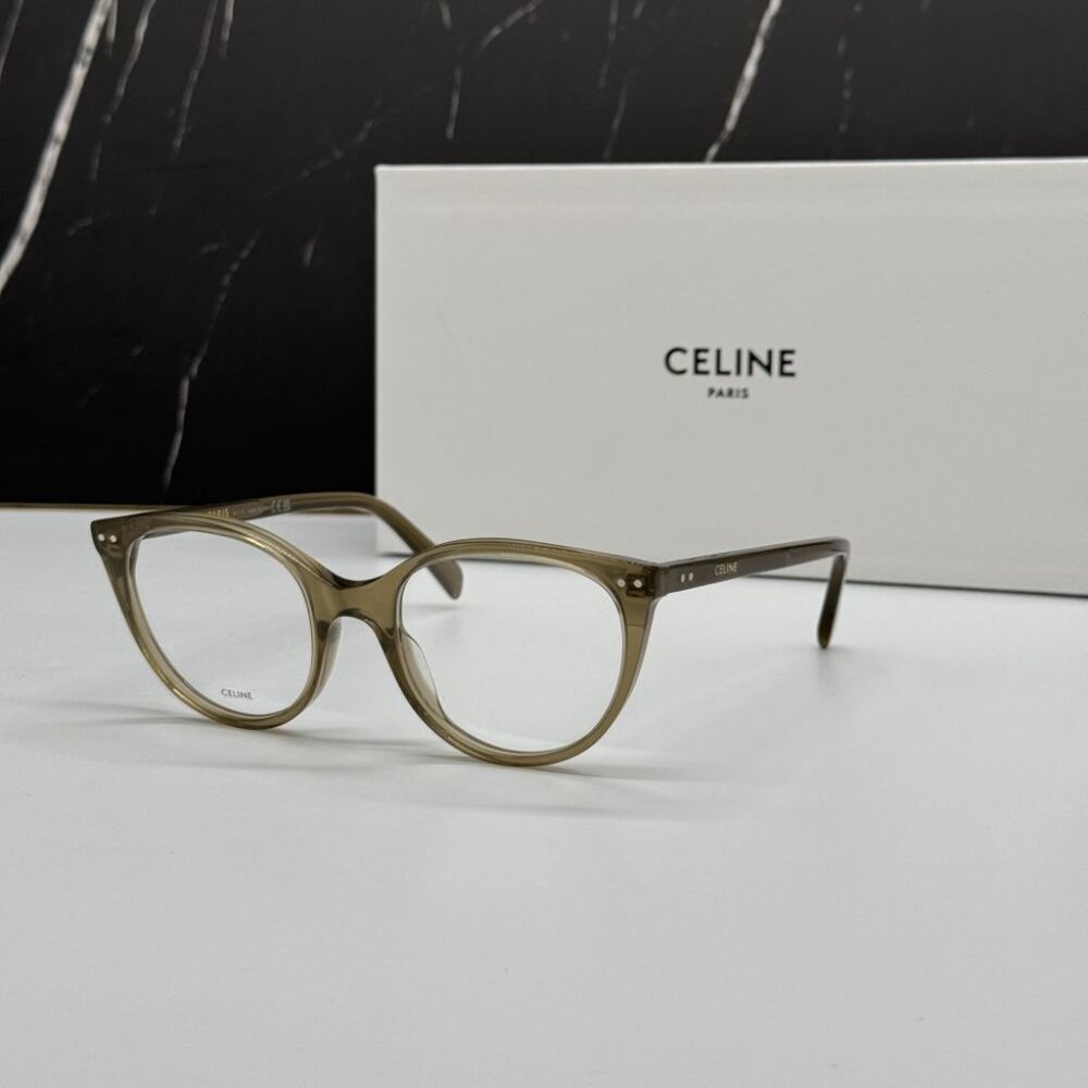 NEW CL50068I 093 CELINE WOMEN CAT EYE EYEGLASSES  KHAKI EYEWEAR CELINE - Picture 2 of 11